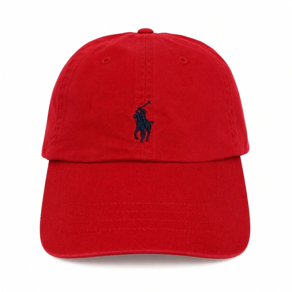 Vintage Polo Ralph Lauren Baseball Cap Red Navy Pony Logo Adjustable Cotton Hat